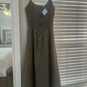 American Eagle Olive Green Smocked Dress